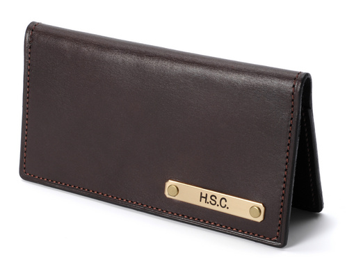 Monogrammed Leather Checkbook Cover & Credit Card Wallet